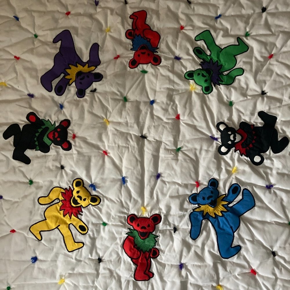 Vintage Grateful Dead Dancing Bear Baby Quilt / Wall Hanging / Tapestry HANDMADE